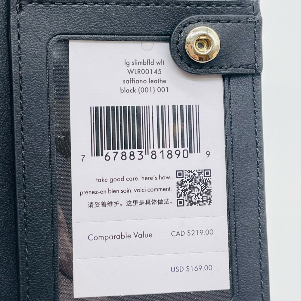 Kate Spade Large Slim Bifold Wallet Black - Picture 7 of 7